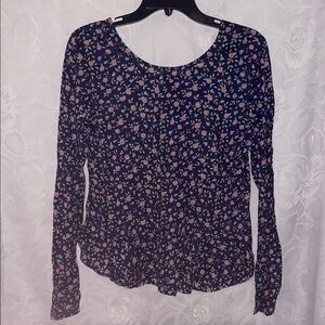 True Craft Women's Navy Floral Long-Sleeve Blouse